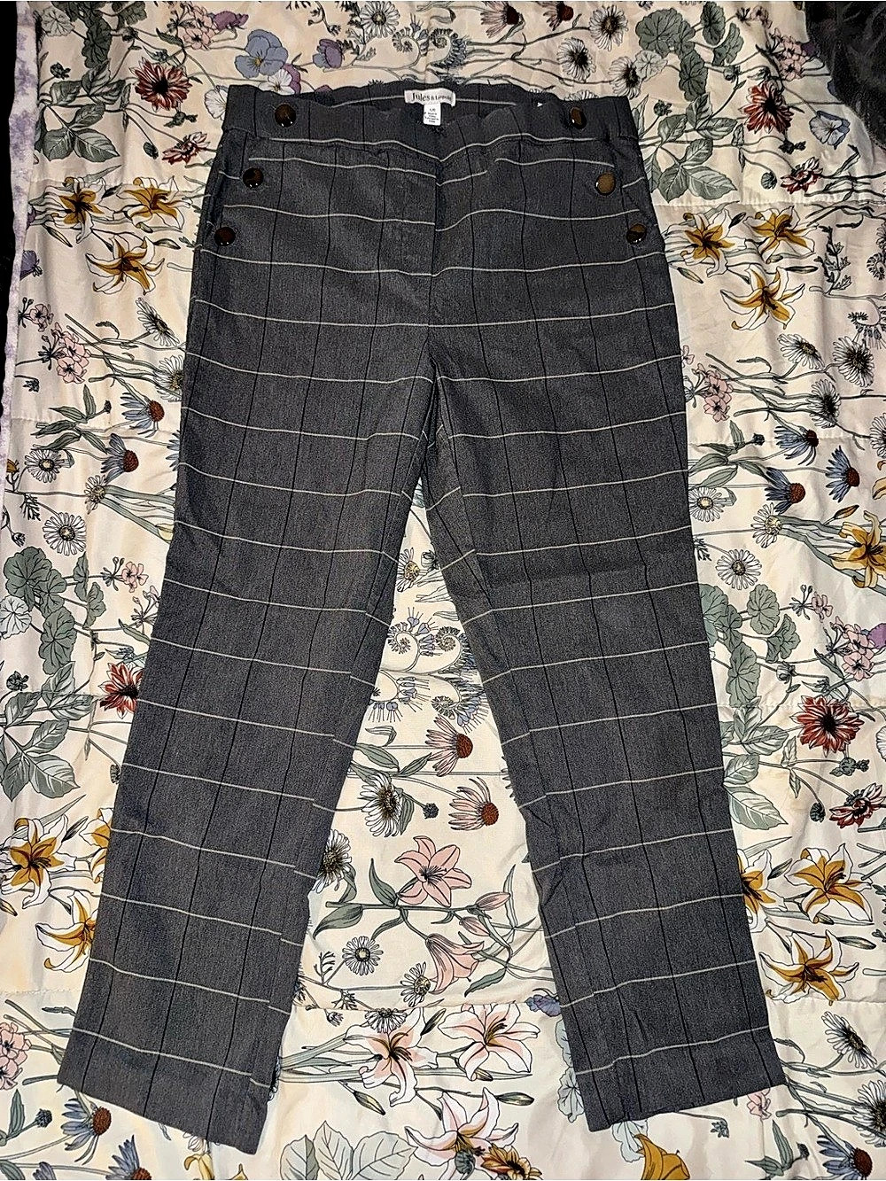 Briggs New York Plaid Wide Leg Trousers in Gray